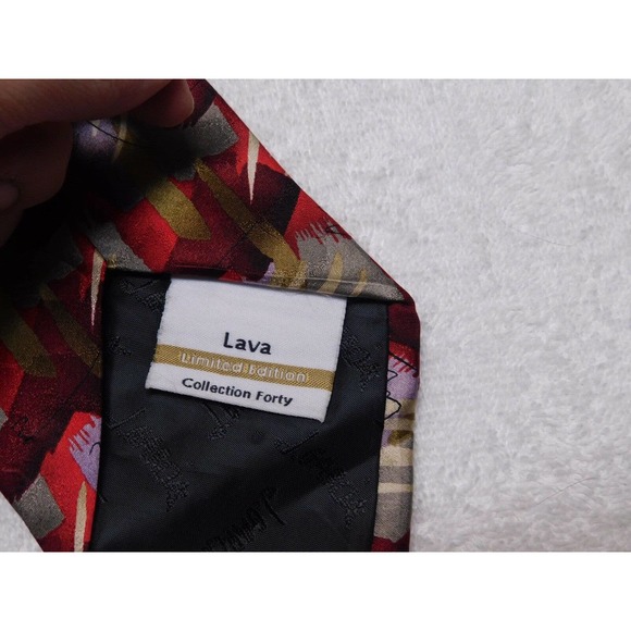 J. Jerry Garcia Grateful Dead LAVA Limited Edition Red Forty Tie Necktie - Picture 7 of 8